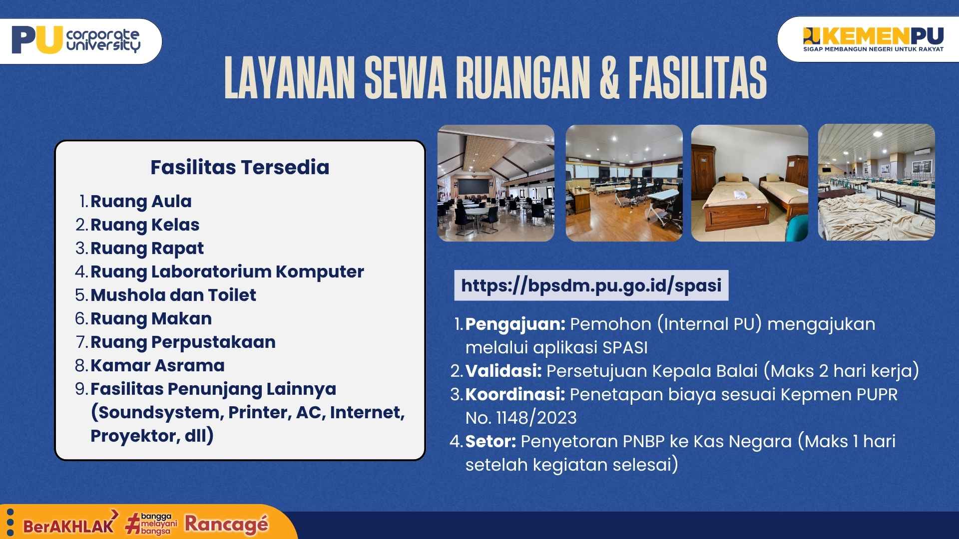 Layanan Sewa Sarana Prasarana Balai Pengembangan Kompetensi Pekerjaan Umum Wilayah IV Bandung