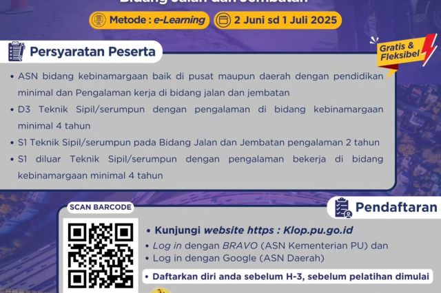 Pelatihan e-Learning Spesifikasi Umum dan Spesifikasi Khusus Bina Marga  Bidang Jalan dan Jembatan