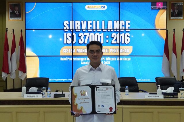 BUDAYA BERSIH DARI KORUPSI DIIMPLEMENTASIKAN, SERTIFIKASI ISO 37001:2016 MAMPU DIPERTAHANKAN