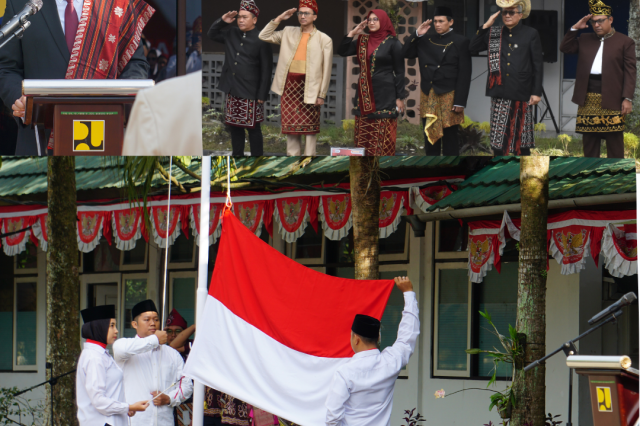 Upacara HUT RI ke-80 di Lapangan BWS Kalimantan III: Pegawai PU Kalimantan Selatan Meriahkan dengan Baju Adat