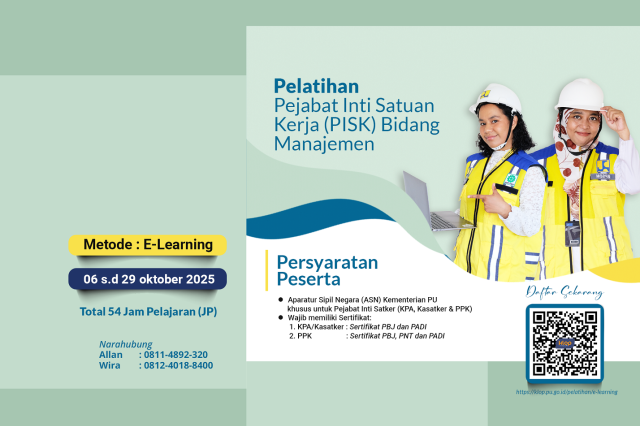 Jadwal dan Pendaftaran Pelatihan Pejabat Inti Satuan Kerja (PISK) Bidang Manajemen